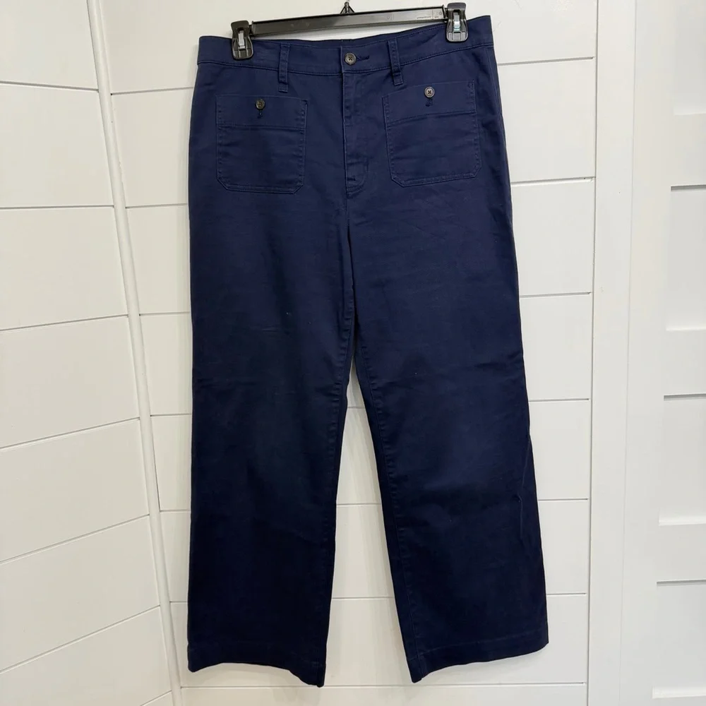 J. Crew Sailor slim wide-leg chino pant navy blue 23903